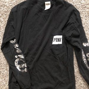PINK black long sleeve with silver glitter
